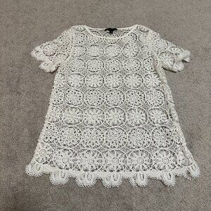 Banana Republic White Crochet Top XS